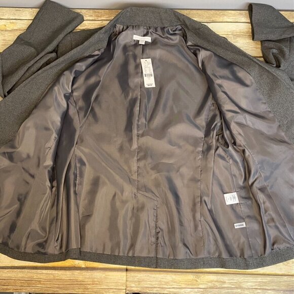 NWT-Womens New York & Company Grey Long Sleeve Blazer Single-Button-Size 14 - Picture 5 of 8